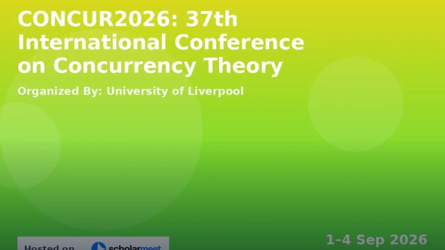 CONCUR2026: 37th International Conference on Concurrency Theory